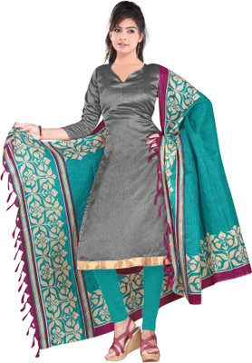 Trendz Apparels Silk Solid Salwar Suit Dupatta Material(Un-stitched), Grey
