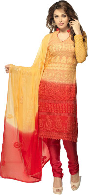 

Vandv Shop Chiffon Embroidered Salwar Suit Dupatta Material(Un-stitched), Orange