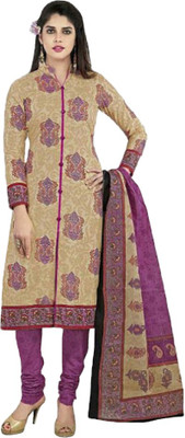 

Party Wear Dresses Cotton Printed Salwar Suit Dupatta Material(Un-stitched), Purple