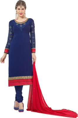

Jiya Georgette Self Design, Embroidered Salwar Suit Dupatta Material(Un-stitched), Blue;red