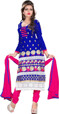 

Shree Vardhman Chanderi Embroidered Dress/Top Material(Un-stitched), Red