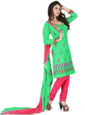 

Vardhman Synthetics Cotton Embroidered Dress/Top Material(Un-stitched), Green