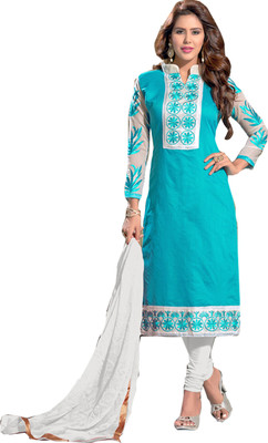 

Jiya Chanderi Self Design, Embroidered Salwar Suit Dupatta Material(Un-stitched), Light blue;white