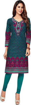 

Indian Wear Online Cotton Printed Kurti Fabric(Un-stitched), Green