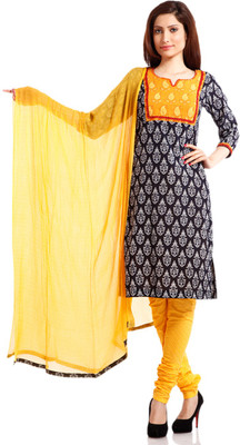 

PinkShink Cotton Printed Salwar Suit Dupatta Material(Un-stitched), Black
