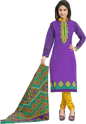 

Indian Wear Online Cotton Printed Salwar Suit Dupatta Material(Un-stitched), Purple