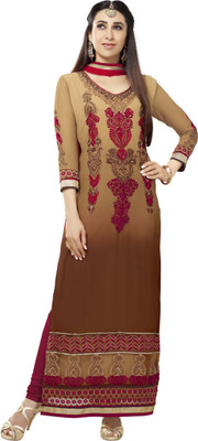 

Khushali Georgette Self Design, Embroidered Salwar Suit Dupatta Material(Un-stitched), Brown