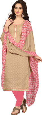 

Jiya Cotton Self Design Salwar Suit Dupatta Material(Un-stitched), Beige;pink
