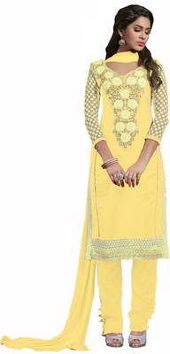 

Khushali Cotton Self Design, Embroidered, Embellished Salwar Suit Dupatta Material(Un-stitched), Yellow