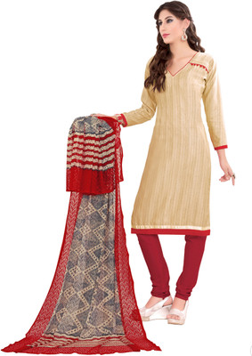 

Khushali Cotton Polyester Blend Self Design Salwar Suit Dupatta Material(Un-stitched), Beige;multicolor;red
