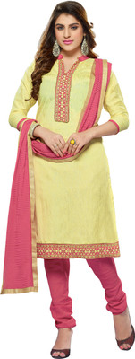 

Jiya Silk Self Design, Embroidered Salwar Suit Dupatta Material(Un-stitched), Pink;yellow