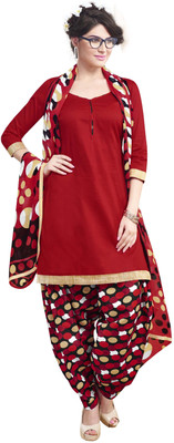 

Jiya Cotton Self Design Salwar Suit Dupatta Material(Un-stitched), Multicolor;red