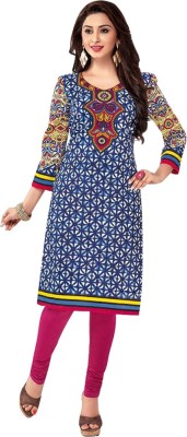 

Indian Wear Online Cotton Printed Kurti Fabric(Un-stitched), Blue