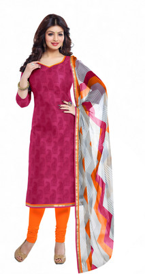 

Jiya Chanderi Self Design Salwar Suit Dupatta Material(Un-stitched), Multicolor;orange;pink
