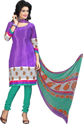 

Parishi Fashion Crepe Printed Salwar Suit Dupatta Material(Un-stitched), Purple