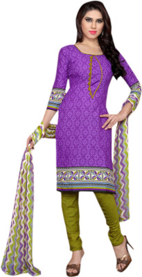 

Trendz Apparels Cotton Printed Dress/Top Material(Un-stitched), Purple
