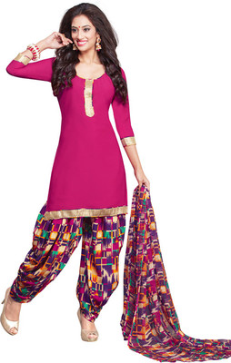 

Pshopee Synthetic Printed Salwar Suit Dupatta Material(Un-stitched), Pink