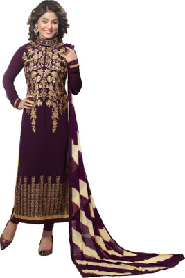 

Jiya Georgette Self Design, Embroidered, Embellished Salwar Suit Dupatta Material(Un-stitched), Purple