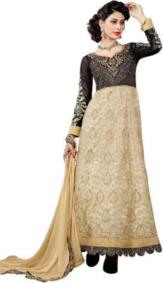 

Jiya Net Self Design Salwar Suit Dupatta Material(Un-stitched), Beige;black