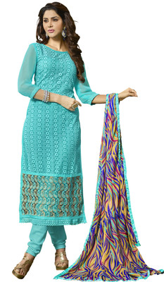

Jiya Georgette Self Design, Embroidered Salwar Suit Dupatta Material(Un-stitched), Light blue;multicolor