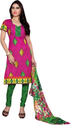 

Trendz Apparels Cotton Printed Dress/Top Material(Un-stitched), Pink