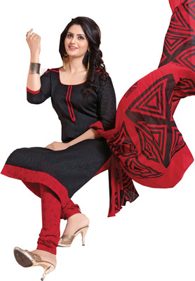 

Khushali Jacquard Self Design Salwar Suit Dupatta Material(Un-stitched), Black;red