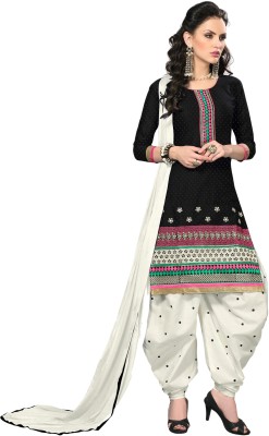 

Jiya Cotton Self Design, Embroidered Salwar Suit Dupatta Material(Un-stitched), Black;white