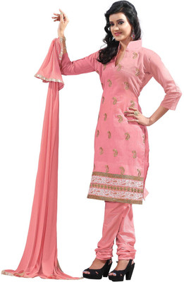 

Khushali Chanderi Embroidered Salwar Suit Dupatta Material(Un-stitched), Peach