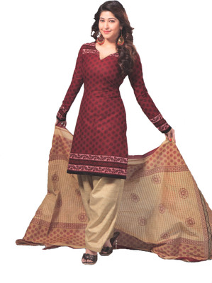 

Mr The Boutique Cotton Printed Salwar Suit Dupatta Material(Un-stitched), Maroon