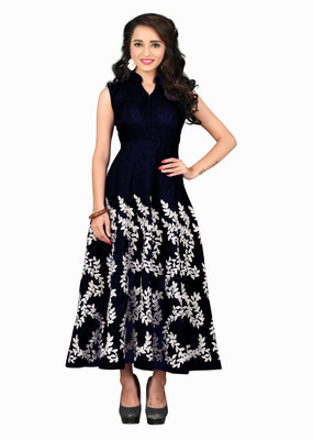 

V And V Shop Silk Embroidered Kurti Fabric(Un-stitched), Black