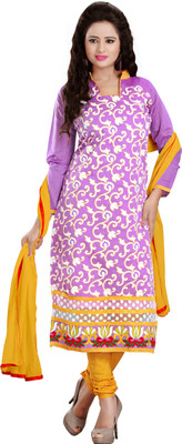 

Khushali Chanderi Self Design, Embroidered Salwar Suit Dupatta Material(Un-stitched), Purple;yellow