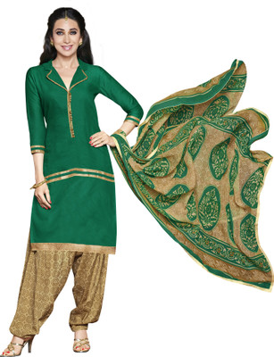 

Khushali Cotton Self Design, Printed Dress/Top Material(Un-stitched), Chikoo;green
