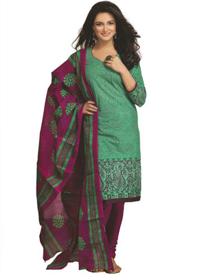 

Pshopee Cotton Printed Salwar Suit Dupatta Material(Un-stitched), Green