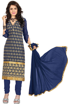 

Jiya Georgette Self Design, Embroidered Salwar Suit Dupatta Material(Un-stitched), Blue