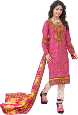 

Party Wear Dresses Cotton Printed Salwar Suit Dupatta Material(Un-stitched), Pink