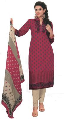 

Max Cotton Printed Salwar Suit Dupatta Material(Un-stitched), Pink