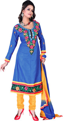 

Khushali Cotton Self Design, Embroidered Salwar Suit Dupatta Material(Un-stitched), Blue