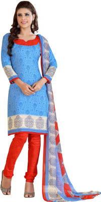 

Jiya Crepe Self Design, Printed Salwar Suit Dupatta Material(Un-stitched), Multicolor;sky blue