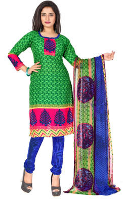 

Khushali Cotton Self Design, Printed Dress/Top Material(Un-stitched), Green
