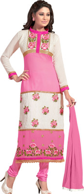 

Trendz Apparels Georgette Embroidered Salwar Suit Dupatta Material(Un-stitched), Pink