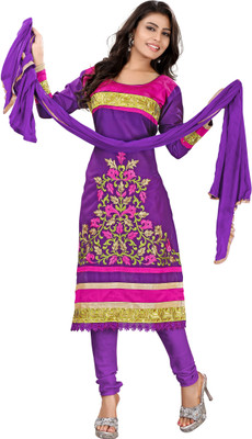 

Khushali Cotton Self Design, Embroidered Salwar Suit Dupatta Material(Un-stitched), Purple