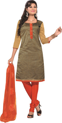 

Jiya Silk Self Design Salwar Suit Dupatta Material(Un-stitched), Beige;orange