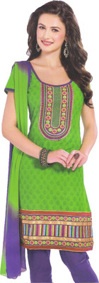 

Indian Wear Online Georgette Embroidered Semi-stitched Salwar Suit Dupatta Material, Green
