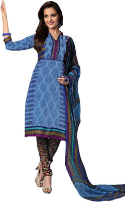 

Indian Wear Online Cotton Printed Salwar Suit Dupatta Material(Un-stitched), Blue