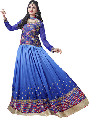 

Jiya Georgette Self Design, Embroidered Salwar Suit Dupatta Material(Un-stitched), Blue;pink