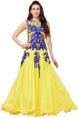 

Akag Georgette Embroidered Dress/Top Material(Un-stitched), Yellow