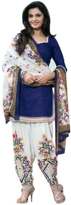 

Akag Cotton Printed Salwar Suit Dupatta Material(Un-stitched), Dark blue