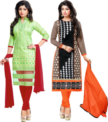

Jiya Chanderi Self Design, Embroidered Salwar Suit Dupatta Material(Un-stitched), Beige;black;light green;orange;red