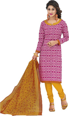 

Indian Wear Online Cotton Printed Salwar Suit Dupatta Material(Un-stitched), Pink