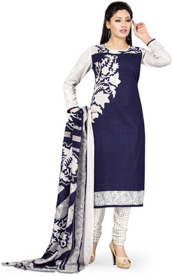 

Pshopee Cotton Printed Salwar Suit Dupatta Material(Un-stitched), Dark blue